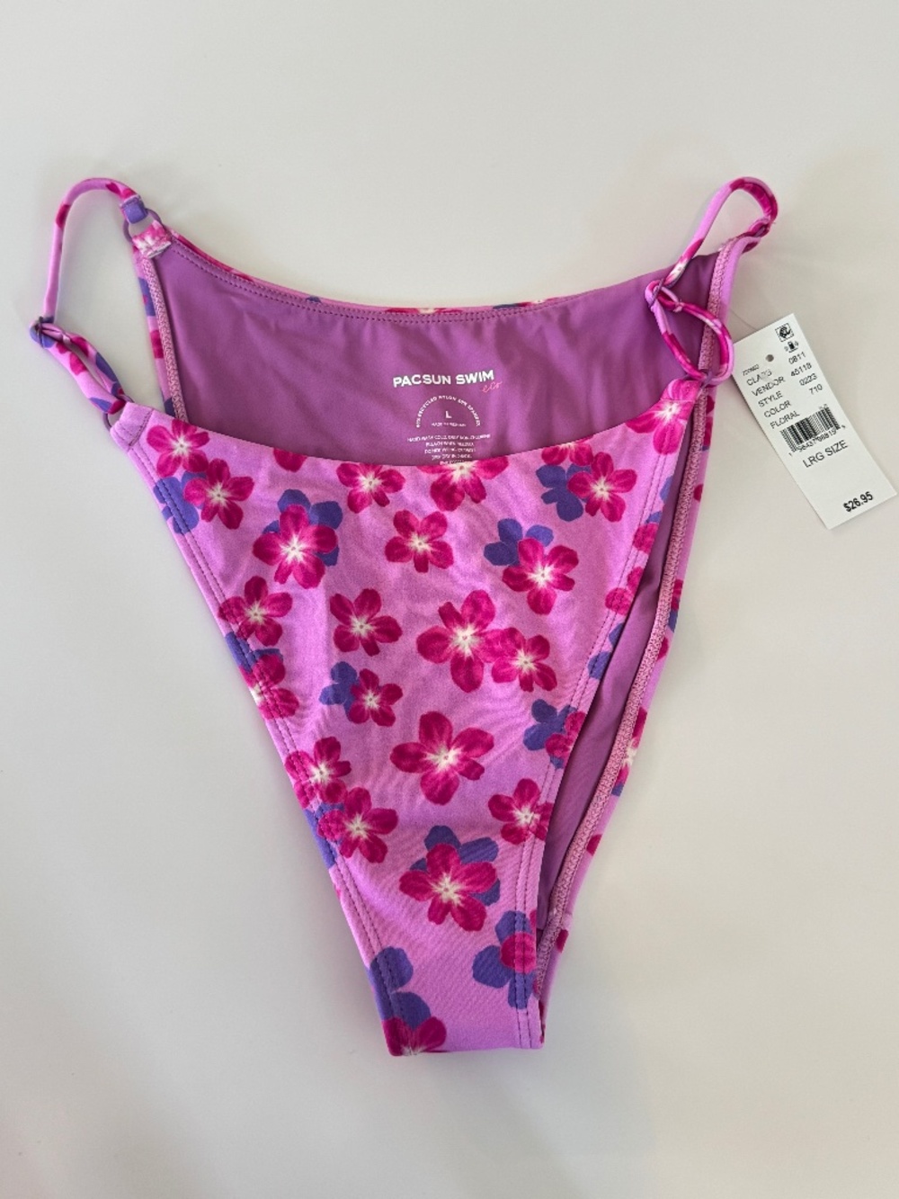 PacSun Pink Purple Floral Bikini Bottom Large NWT